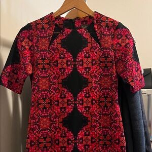 Taylor Red and Black Geometric Midi Dress